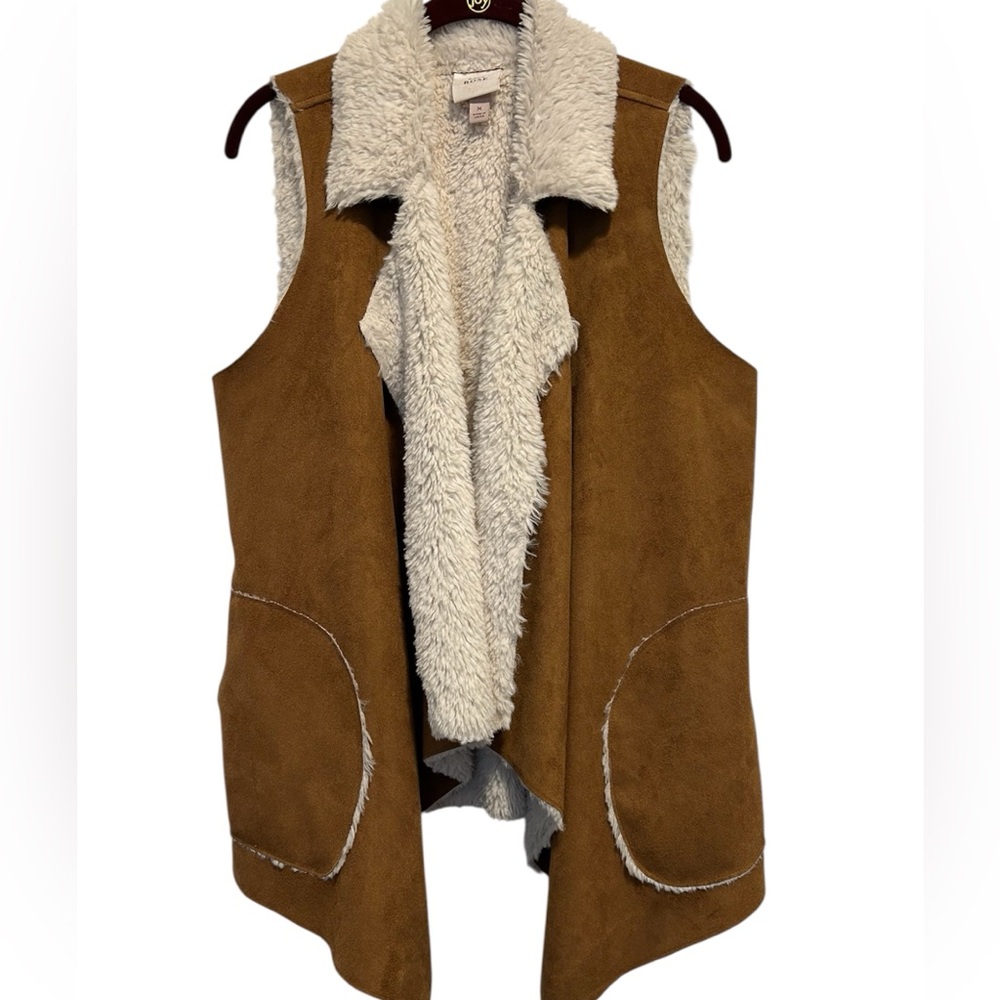 Knox Rose Medium Tan Suede Fleece Lined Vest